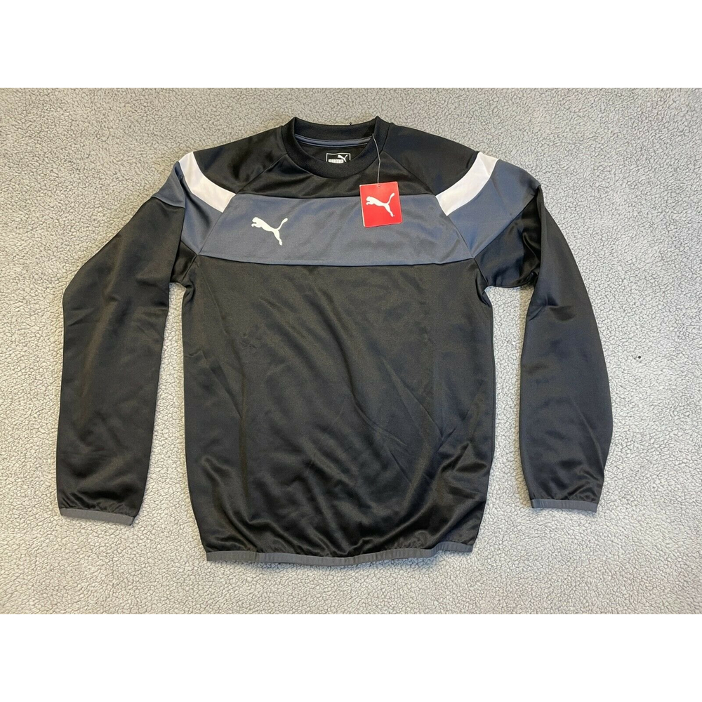 Puma Youth Long Sleeve Fleece Lined Training Shirt Black White - Youth XXL